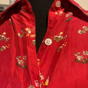 Vintage Print Silk red tropical print 🏝 🍸EUC
